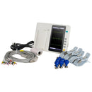 Portable 3-channel ECG machine with 12 lead electrodes, 7-inch touch screen LCD and digital color display