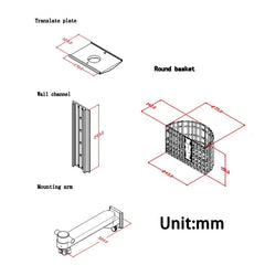 Aluminum Alloy Swivel Wall Mount Bracket with Storage Basket Equipment Monitor Stand