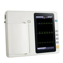 Portable 3-channel ECG machine with 12 lead electrodes, 7-inch touch screen LCD and digital color display