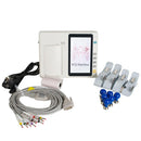Portable 3-channel ECG machine with 12 lead electrodes, 7-inch touch screen LCD and digital color display