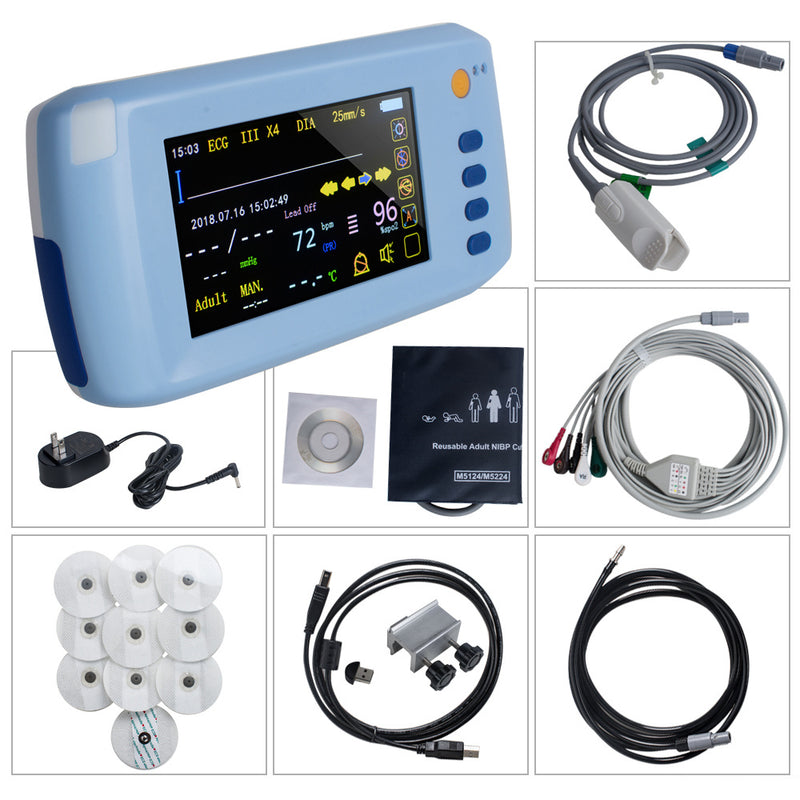 Portable 5.1'' 6-Parameter Patient Monitor Handheld Vital signs Full Digital Monitor