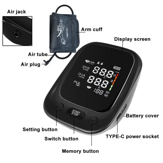 Electronic Blood Pressure Machine Digital Blood Pressure Monitor with Upper Arm Cuff