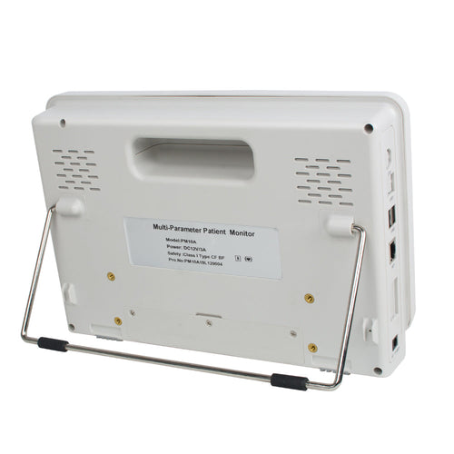 (UK Plug) Portable 10" Multi-Parameter Patient Monitor ECG NIBP RESP TEMP SPO2 PR