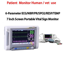 7 Inch Portable 6 Parameter Monitor ECG/NIBP/PR/SPO2/RESP/TEMP