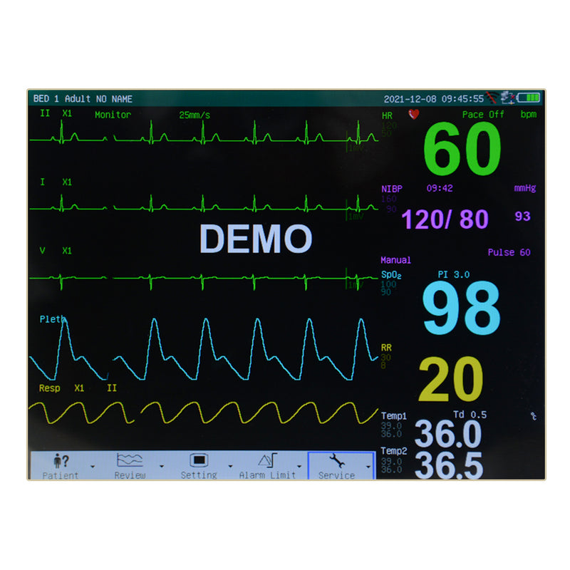 Portable 12-Inch Monitor with 8 Waveforms Display