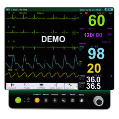 Portable 12 Inch Multi-parameter Plug-in Patient Monitor ECG NIBP RESP TEMP SPO2 PR