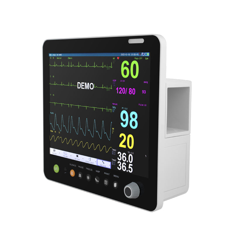 15 Inch Multi-parameter LCD Display Modular Plug-in Patient Monitor ECG NIBP RESP TEMP SPO2 PR