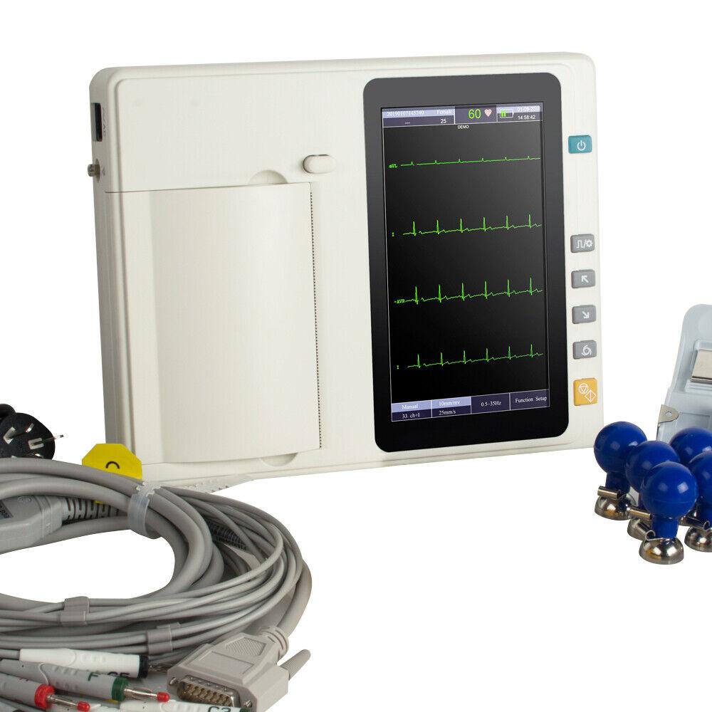 Revolutionize Cardiac Care with Carejoy's Portable ECG EKG Machine - 6 Channel Touch, 7 Inch Display and 12 Lead Interpretation - Digital Electrocardiography for Hospitals and Clinics