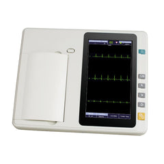 Portable 3-channel ECG machine with 12 lead electrodes, 7-inch touch screen LCD and digital color display