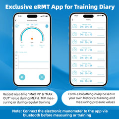 Breathing Exercise Device for Lungs with Electric Manometer Lung Exerciser Respiratory Muscle Expander Trainer with Training App