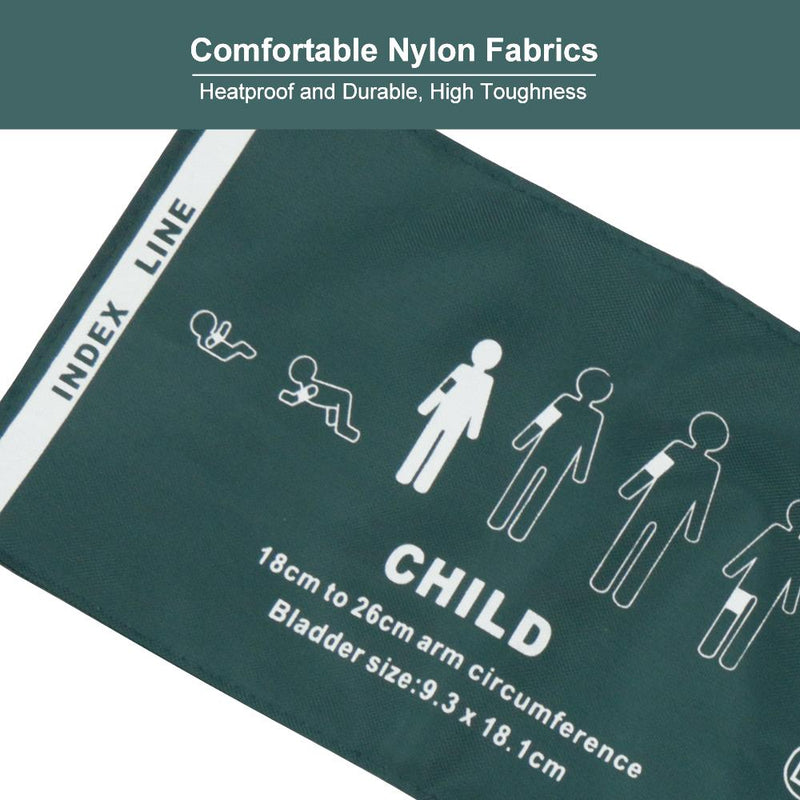 Pediatric Arm Blood Pressure Cuff Medical Patient Monitor with NIBP Cuff - Fits 18 to 26 cm - Dimensions 9.8 x 18 cm