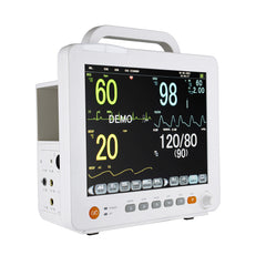 (US Plug) 12 Inch Touch Screen Plug-in Patient Monitor Multi-parameter Modular ECG NIBP RESP TEMP SPO2 PR