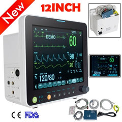 Portable Vital Sign Patient Monitor 12 Inch LCD Display SPO2 ECG EKG NIBP RESP TEMP for ICU and Home Use