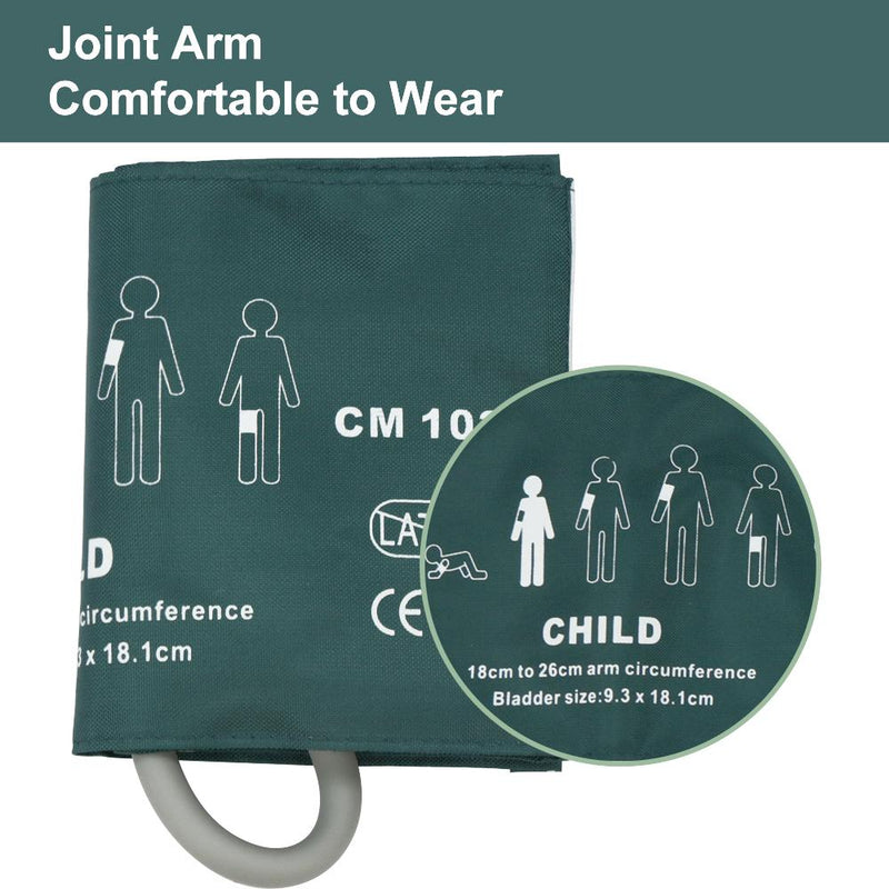 Pediatric Arm Blood Pressure Cuff Medical Patient Monitor with NIBP Cuff - Fits 18 to 26 cm - Dimensions 9.8 x 18 cm