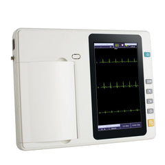 Portable 3-channel ECG machine with 12 lead electrodes, 7-inch touch screen LCD and digital color display