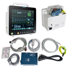 Portable Vital Sign Patient Monitor 12 Inch LCD Display SPO2 ECG EKG NIBP RESP TEMP for ICU and Home Use