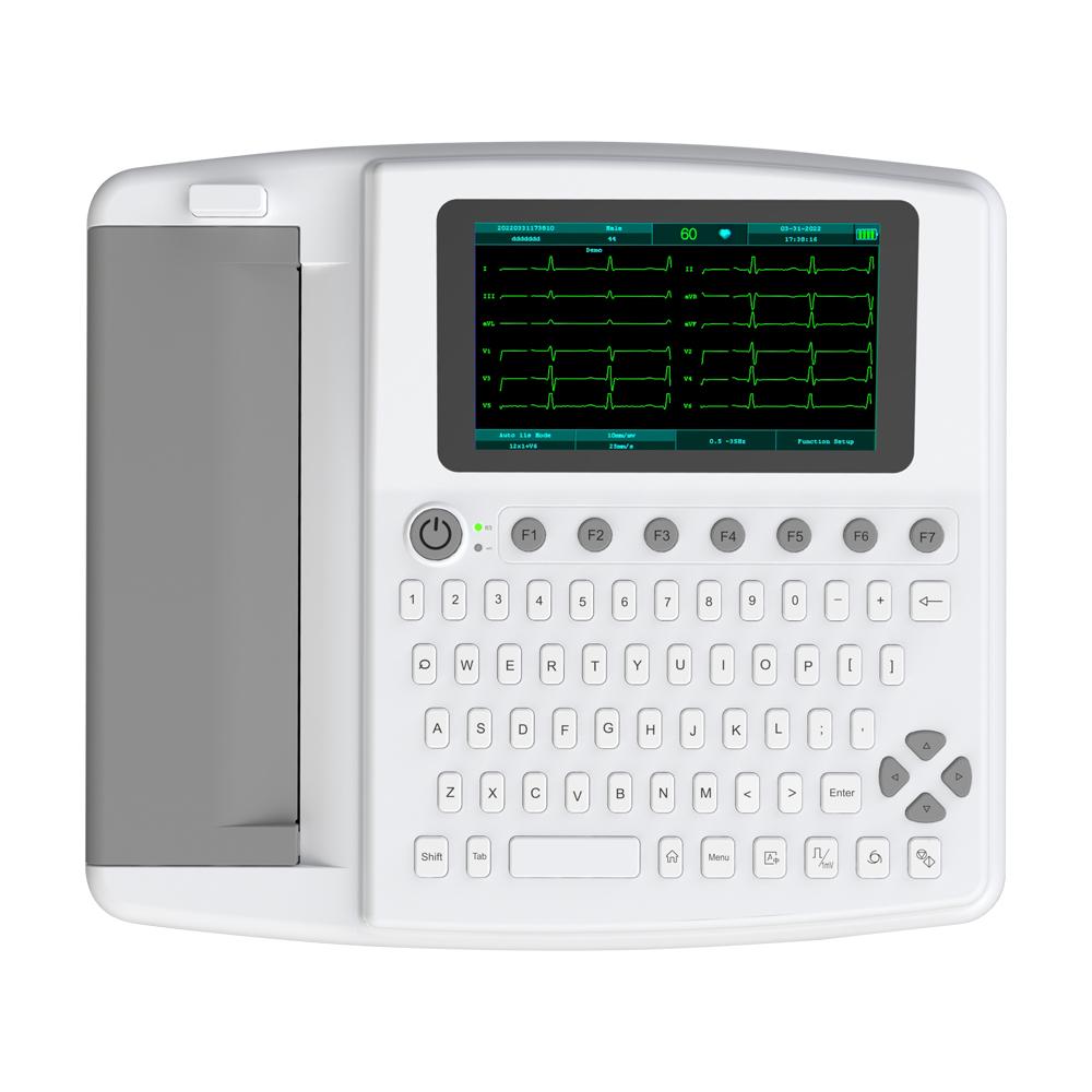 Portable 12 Lead ECG Machine 7 Inch Touch Screen Digital Electrocardiograph for ICU and Remote Heart Monitoring