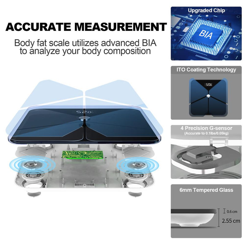F5 180kg Smart Body Fat Scale With Bluetooth Data Sync Weight Tracker Battery Power Digital Weighing Electric BMI Scale