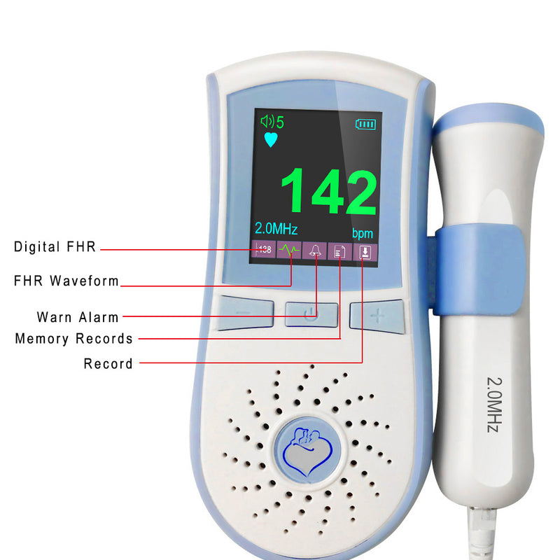 Color LCD Display Pocket Fetal Doppler 3MHz