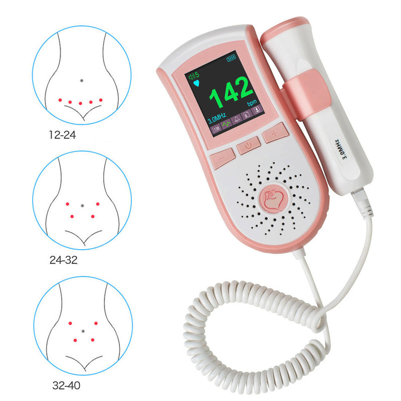 Color LCD Display Pocket Fetal Doppler 3MHz