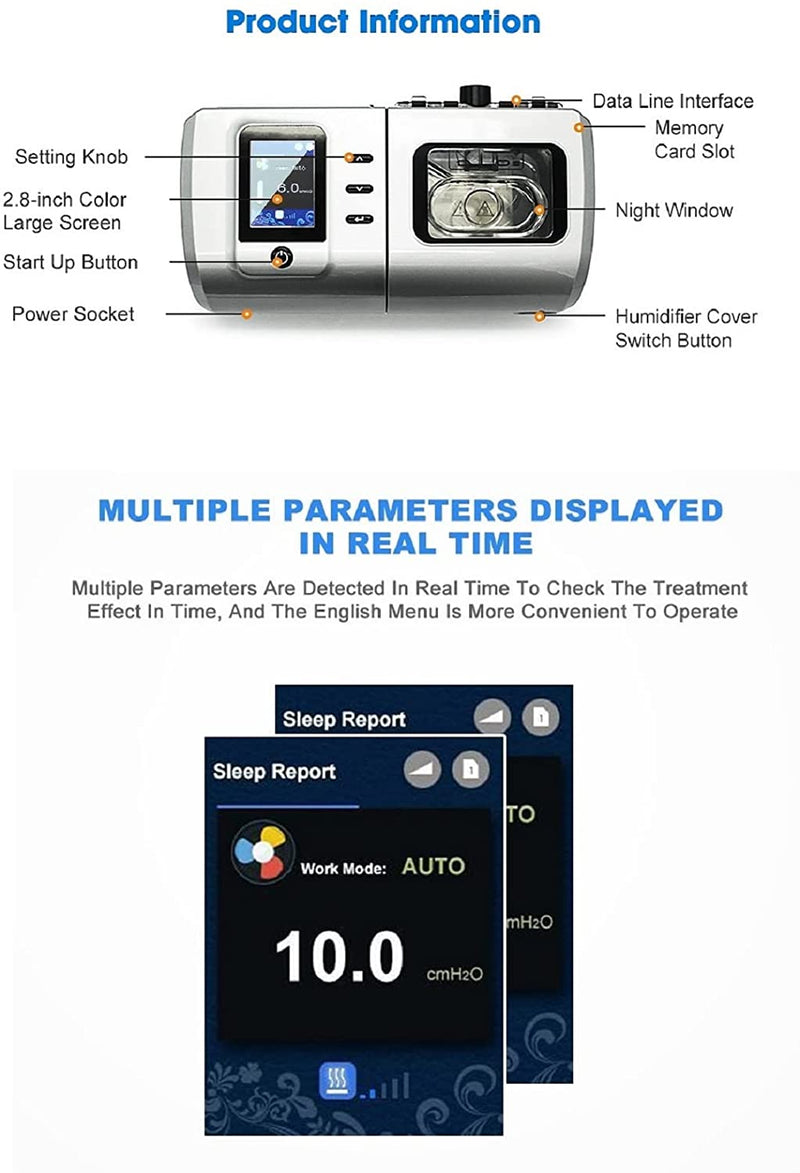 BiPAP/CPAP Machine AUTO CPAP S T ST APCV Dark Grey for Sleep Apnea Stop Snoring