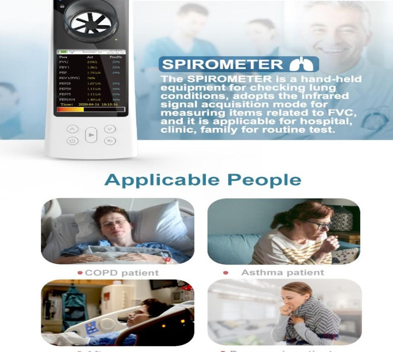 10 Pcs SP80B Digital Bluetooth Spirometer Lung Breathing Diagnostic Vitalograph Spirometry New