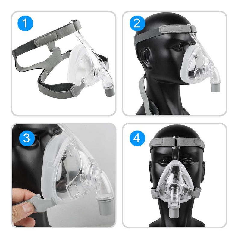 Full Face Mask for Sleep Apnea Snoring With Free Adjustable Headgear