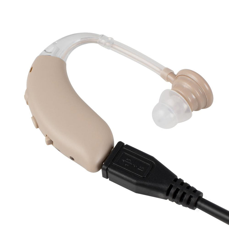 Experience Clearer Sound with a Rechargeable, Noise-Cancelling Digital Hearing Aid - BTE Design with Volume Control and Comfortable Fit for Hearing Loss