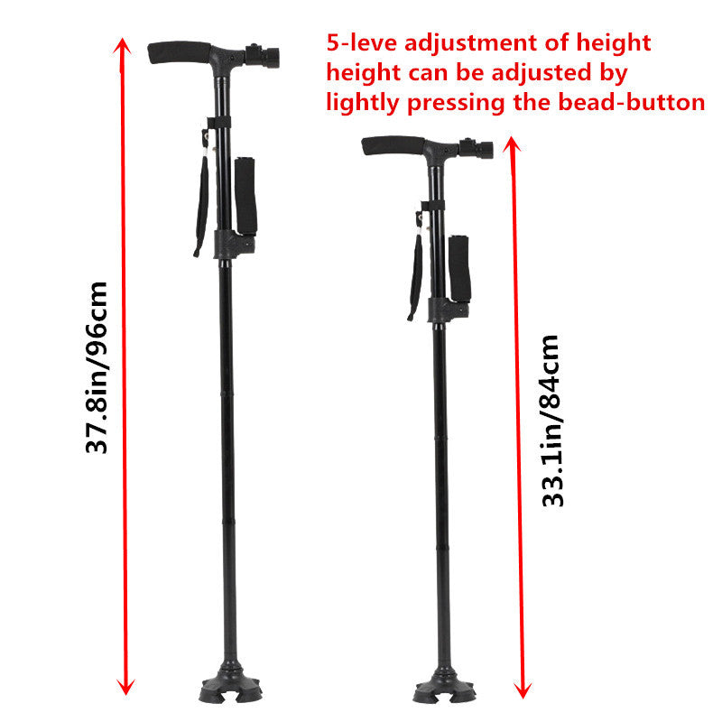 LED Folding Telescopic Cane Crutch Lightweight Safety