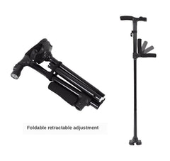 LED Folding Telescopic Cane Crutch Lightweight Safety