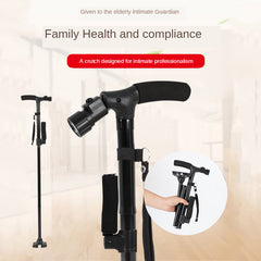 LED Folding Telescopic Cane Crutch Lightweight Safety